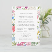Kleurrijke lente bloemenbruiloft uitnodiging (Staand voorkant)
