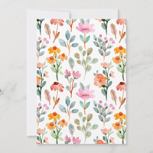 Kleurrijke lente bloemenbruiloft uitnodiging (Achterkant)