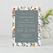Kleurrijke lente bloemenbruiloft uitnodiging (Staand voorkant)