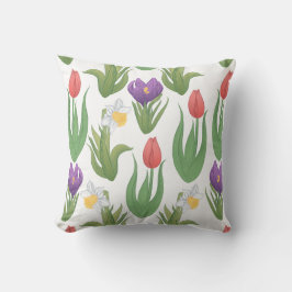 Kleurrijke lente bloemenillustratie kussen
