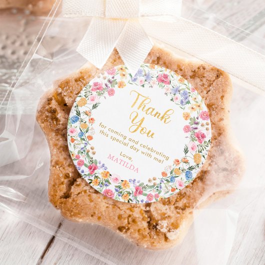 Kleurrijke lente bloemenkrans bedankbriefjes ronde sticker