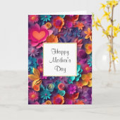 Kleurrijke lente bloemenpatroon Moederdag Kaart (Gele Bloem)
