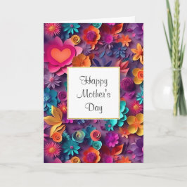 Kleurrijke lente bloemenpatroon Moederdag Kaart