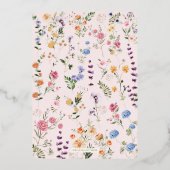 Kleurrijke Lente Bloemenweide Tuin Bruiloft Folie Uitnodiging (Achterkant)