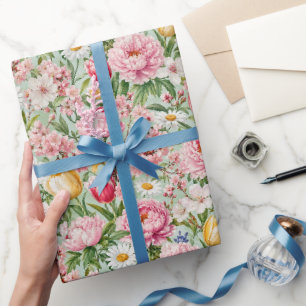 Kleurrijke Lente Bloesem Illustratie Cadeaupapier