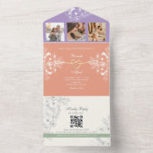 Kleurrijke lente bruiloft all in one uitnodiging (Binnen)