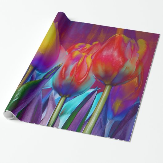 Kleurrijke lente cadeaupapier (Uitgerold)