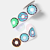 Kleurrijke Lente Gebrande Donuts Satijnen Lint (Achterkant)