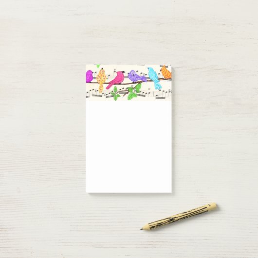 Kleurrijke lente Musical Birds Post-it® notes (Op bureau)
