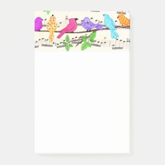 Kleurrijke lente Musical Birds Post-it® notes (Voorkant)