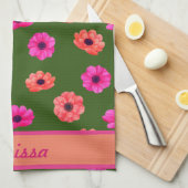 Kleurrijke Lente Tropische Bloemen Patroon Naam Theedoek (Quarter Fold)