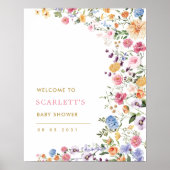 Kleurrijke Lente Veldbloem Baby Shower Welkom Poster (Voorkant)
