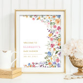 Kleurrijke Lente Veldbloem Baby Shower Welkom Poster