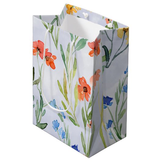 Kleurrijke lente weide met wilde bloemen medium cadeauzakje (Voorkant Gekanteld)