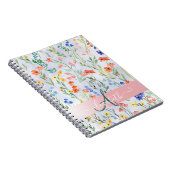 Kleurrijke lente weide met wilde bloemen monogram notitieboek (Rechterzijde)