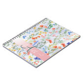 Kleurrijke lente weide met wilde bloemen monogram notitieboek (Linkerzijde)