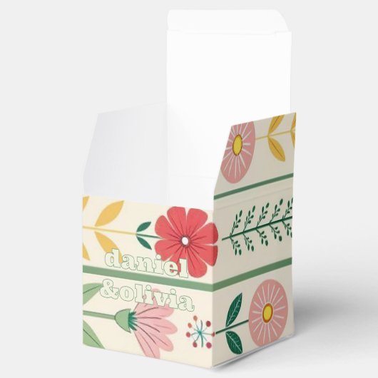 Kleurrijke lente weide tuin bruiloft met wilde blo bedankdoosjes (Geopend)