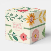 Kleurrijke lente weide tuin bruiloft met wilde blo bedankdoosjes (Achterkant)