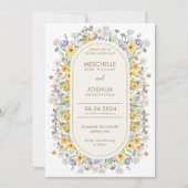 Kleurrijke Lente Wildbloem, Tuin Bloemen Bruiloft Kaart (Voorkant)