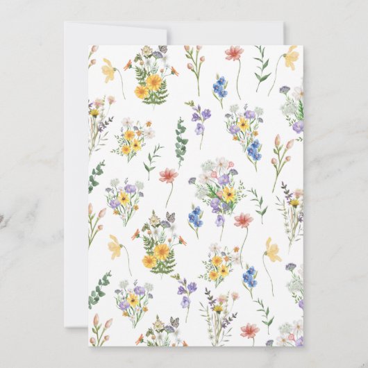 Kleurrijke Lente Wildbloem, Tuin Bloemen Bruiloft Kaart (Achterkant)