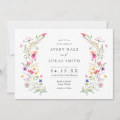 Kleurrijke Lente Wildbloemen Bruiloft Kaart (Voorkant)