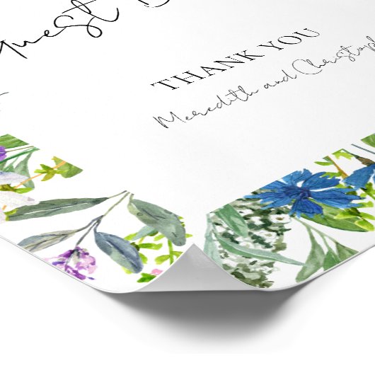 Kleurrijke Lente Wildbloemen Bruiloft Poster (Hoek)