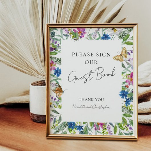 Kleurrijke Lente Wildbloemen Bruiloft Poster