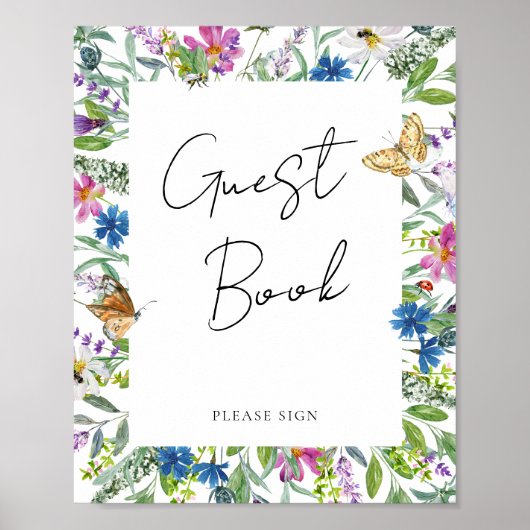 Kleurrijke Lente Wildbloemen Bruiloft Poster (Voorkant)