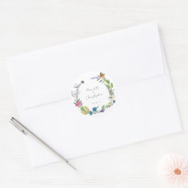 Kleurrijke Lente Wildbloemen Bruiloft Ronde Sticker