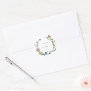 Kleurrijke Lente Wildbloemen Bruiloft Ronde Sticker