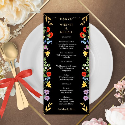 Kleurrijke Lente Wilde Bloem Rustieke Bloem Bruilo Menu