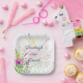 Kleurrijke lente wilde bloemen aangepaste trouw papieren bordje (Feest)