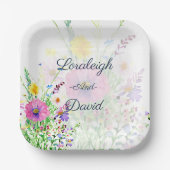 Kleurrijke lente wilde bloemen aangepaste trouw papieren bordje (Voorkant)