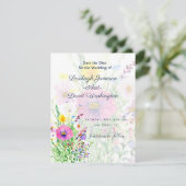 Kleurrijke lente wilde bloemen op maat save the date (Staand voorkant)