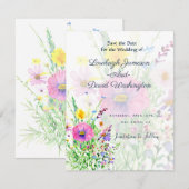 Kleurrijke lente wilde bloemen op maat save the date (Voorkant / Achterkant)