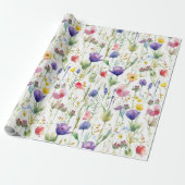 Kleurrijke lente wilde bloemen Patroon Cadeaupapier (Uitgerold)