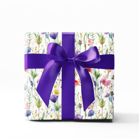 Kleurrijke lente wilde bloemen Patroon Cadeaupapier