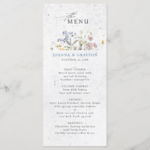 Kleurrijke Lente Wilde Bloemen Weide Bruiloft Menu