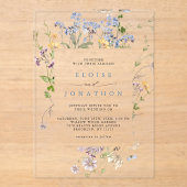 Kleurrijke Lente Wilde Bloemenweide Tuin Bruiloft  Acryl Uitnodigingen (Voorkant)