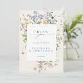 Kleurrijke Lente Wilde Bloemenweide Tuin Bruiloft Bedankkaart (Staand voorkant)