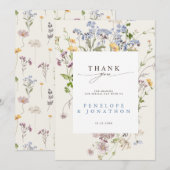 Kleurrijke Lente Wilde Bloemenweide Tuin Bruiloft Bedankkaart (Voorkant / Achterkant)