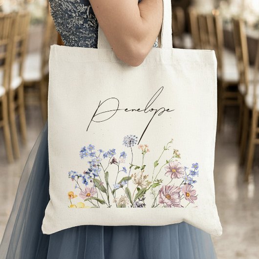Kleurrijke Lente Wilde Bloemenweide Tuin Bruiloft  Tote Bag