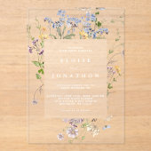 Kleurrijke lente Wildflower beemdweide Garden Wedd Acryl Uitnodigingen (Voorkant)