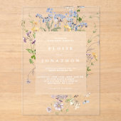 Kleurrijke lente Wildflower beemdweide Garden Wedd Acryl Uitnodigingen (Voorkant)