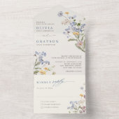 Kleurrijke lente Wildflower beemdweide Garden Wedd All In One Uitnodiging (Binnen)