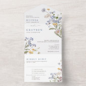 Kleurrijke lente Wildflower beemdweide Garden Wedd All In One Uitnodiging (Binnen)