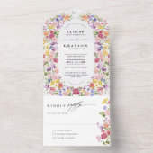 Kleurrijke lente Wildflower beemdweide Garden Wedd All In One Uitnodiging (Binnen)