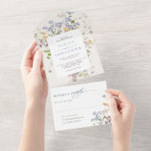 Kleurrijke lente Wildflower beemdweide Garden Wedd All In One Uitnodiging (Afscheurbaar)