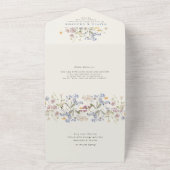 Kleurrijke lente Wildflower beemdweide Garden Wedd All In One Uitnodiging (Buitenkant)