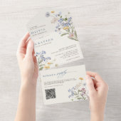 Kleurrijke lente Wildflower beemdweide Garden Wedd All In One Uitnodiging (Afscheurbaar)